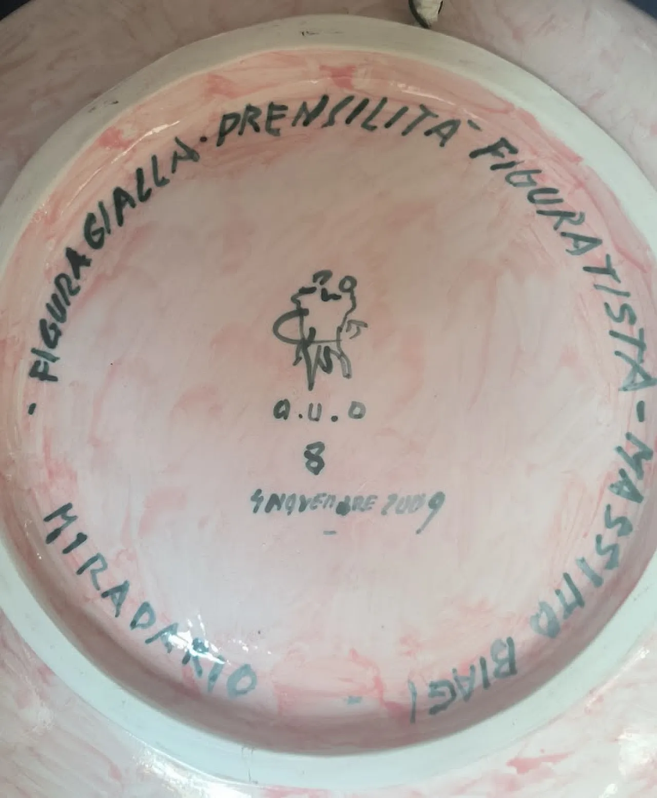 Grande Piatto di Massimo BIAGI MIRADARIO "Figuratista Giallo" , 2009 6