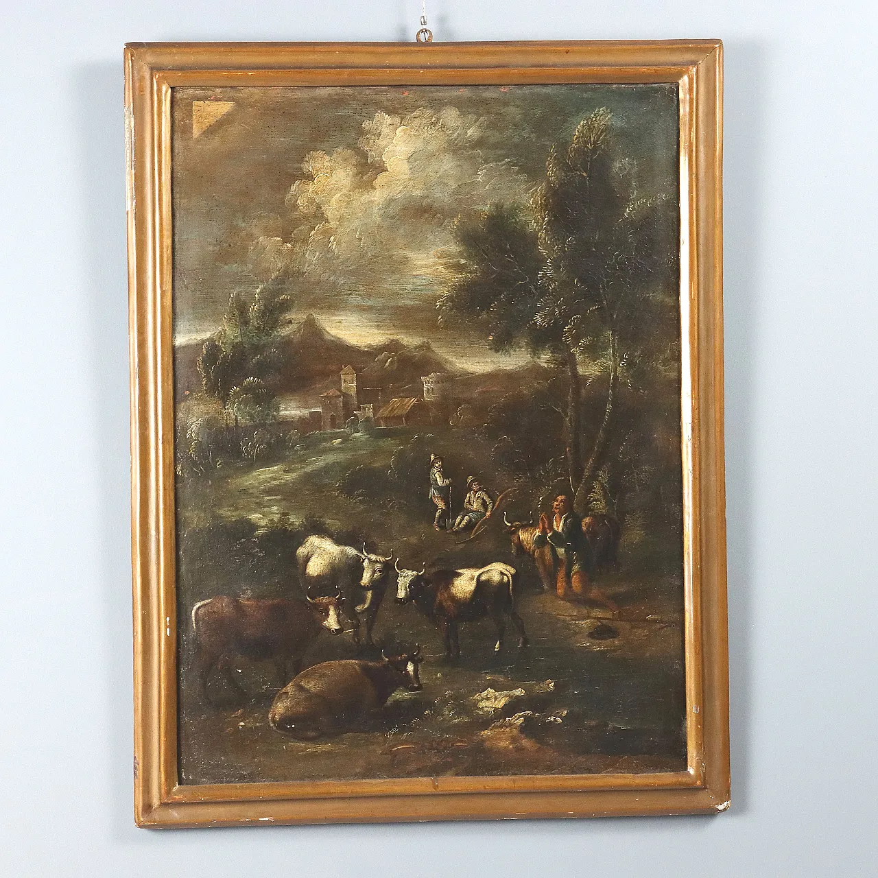 Paesaggio con Figure e Mandria, olio su tela, '700 1