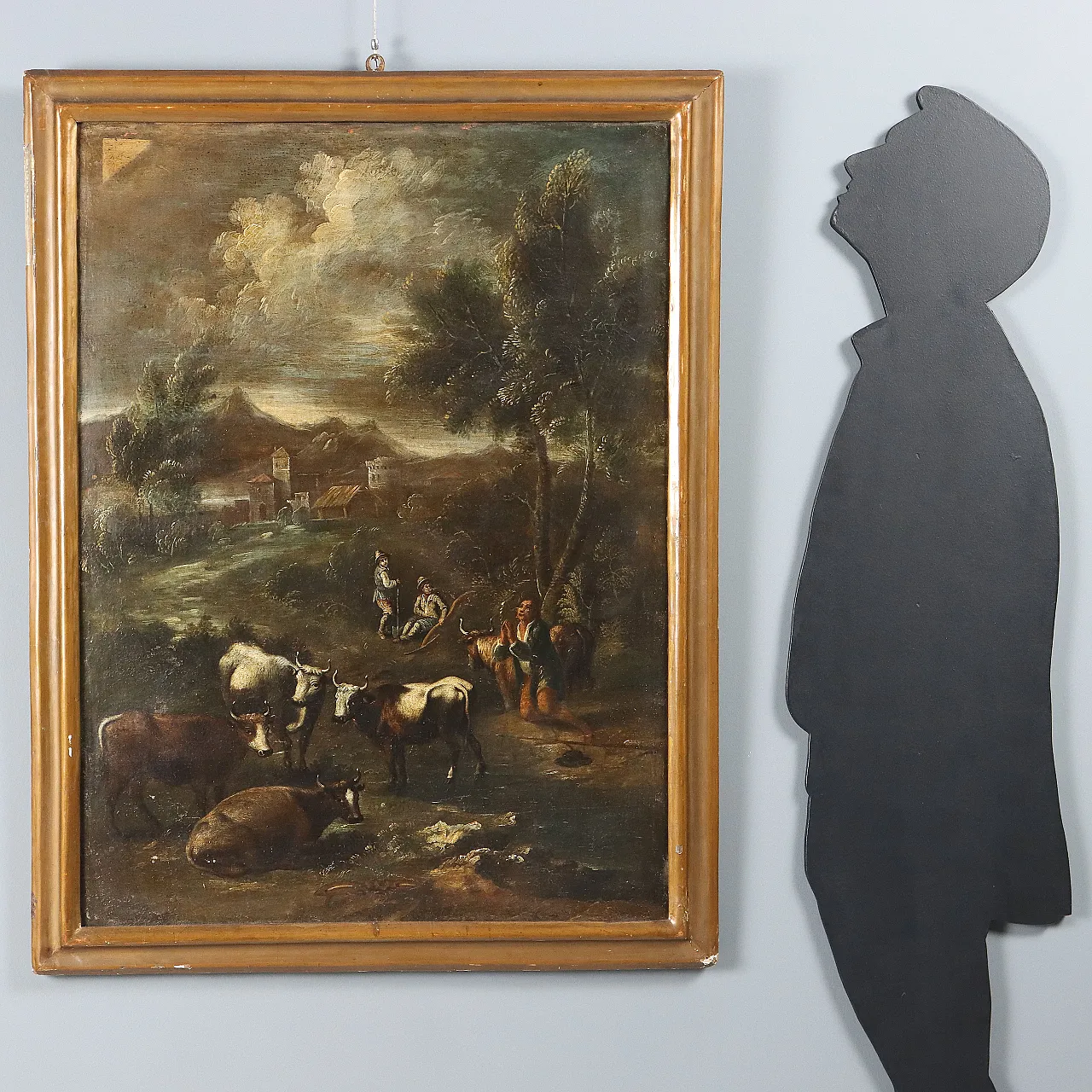 Paesaggio con Figure e Mandria, olio su tela, '700 2