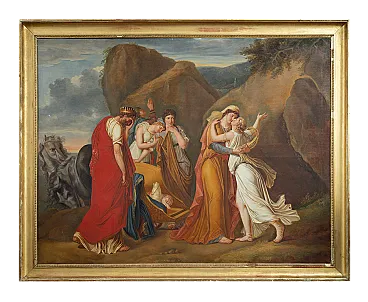 Neoclassical oil on canvas depicting psyche that greets, 19th century