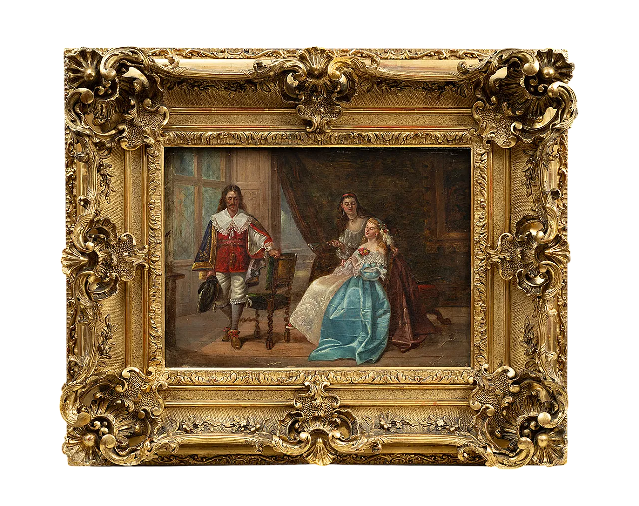 Painting oil on canvas depicting a gender scene, 19th century 6