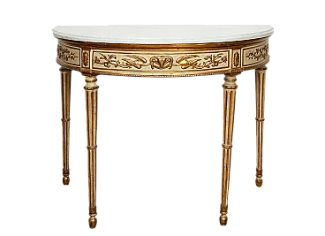 Console Demi Lune Louis XVI in lacquered and golden wood, Naples, 19th