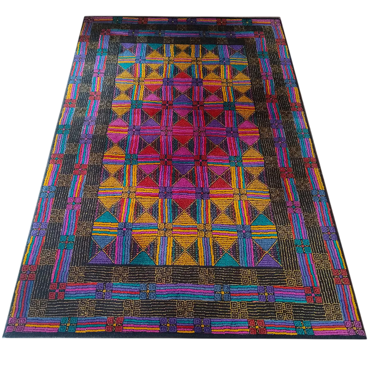 Tappeto geometrico in lana di Missoni per T&J Vestor, anni '80 13