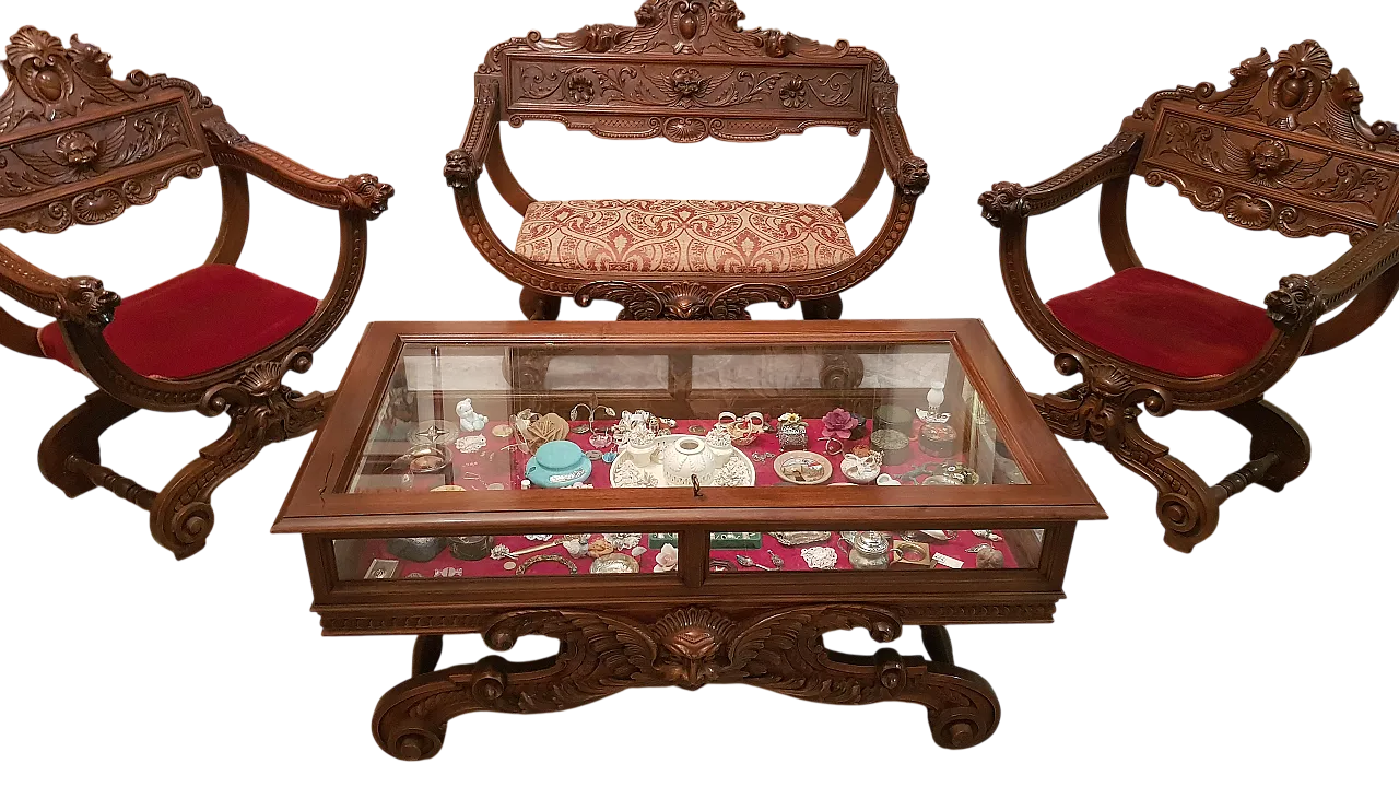 Salotto stile Savonarola neorinascimentale, anni '70 15