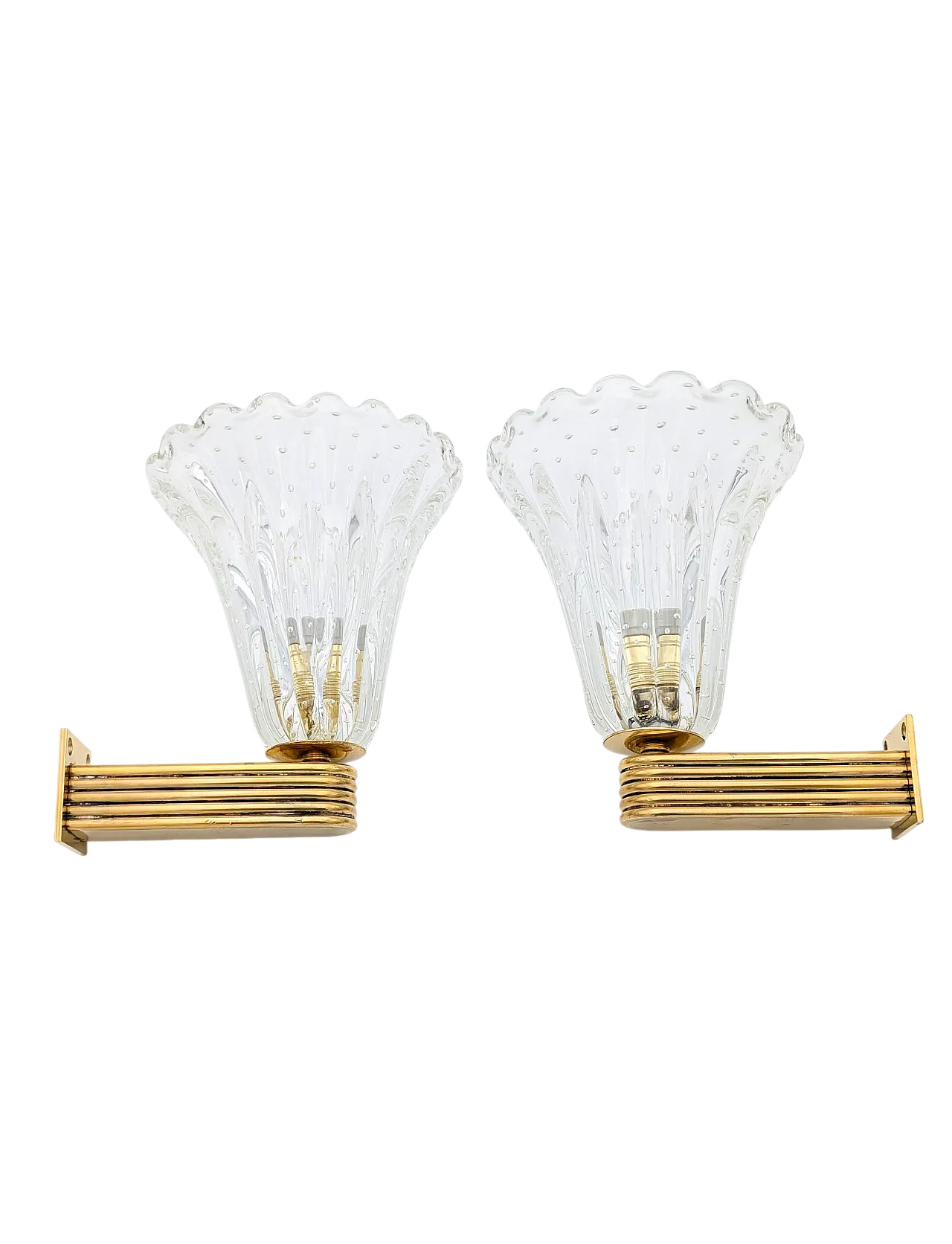 Coppia applique in vetro di Murano di Barovier, anni '50 8