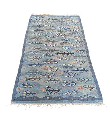 Kilim/arazzo tessuto a mano in lana azzurro, anni ‘70