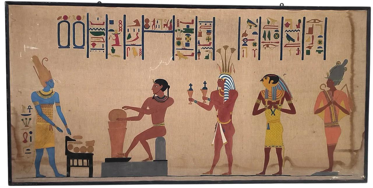 Antico Egitto, dipinto su tela di lino, primo '900 6