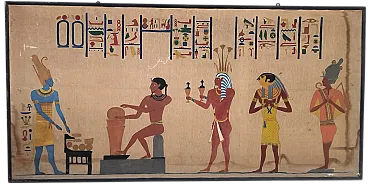 Antico Egitto, dipinto su tela di lino, primo '900