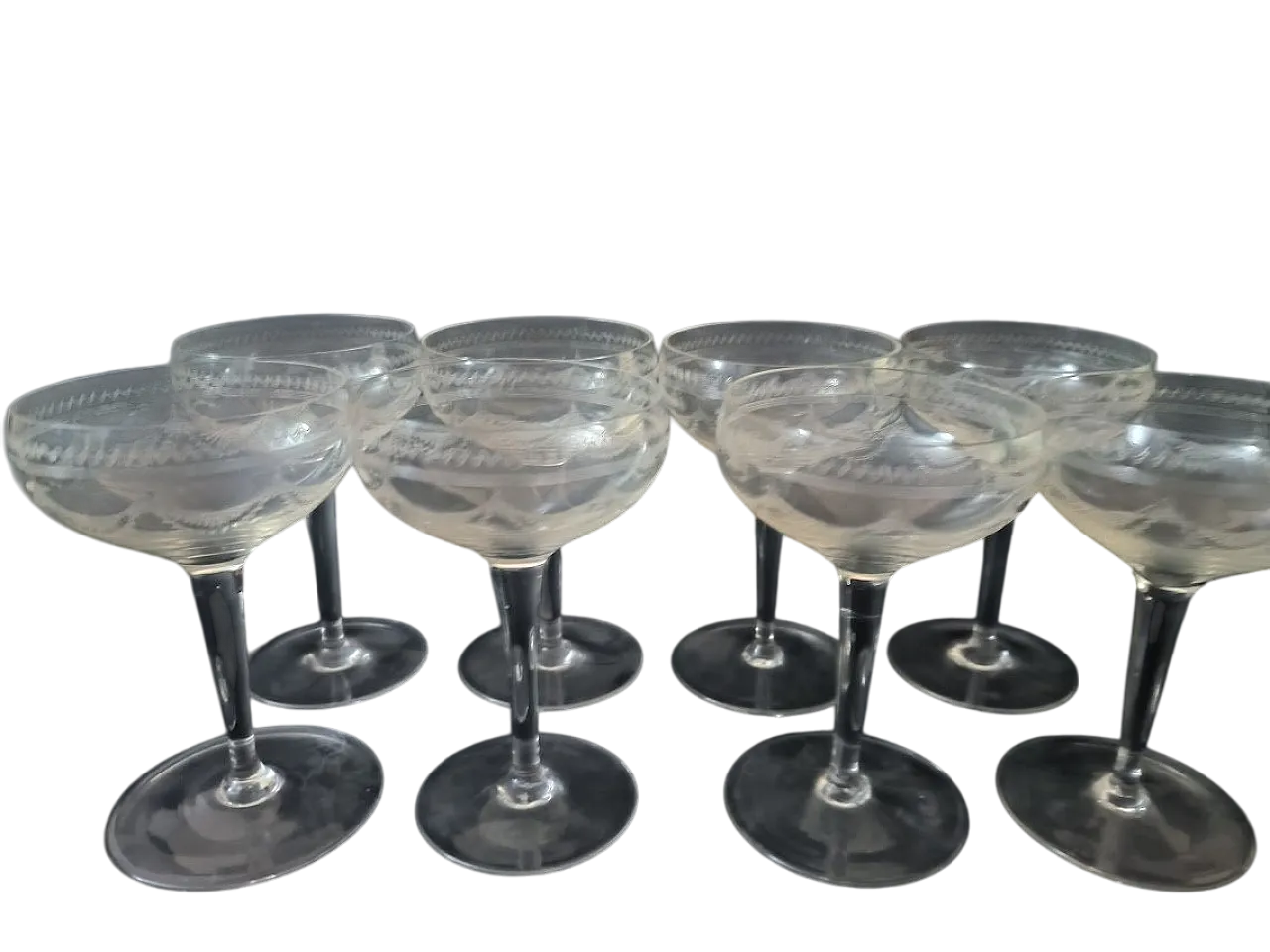 8 Bicchieri da CHAMPAGNE in cristallo, fine '800 FRANCIA 6