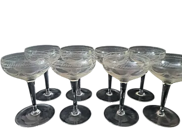 8 Bicchieri da CHAMPAGNE in cristallo, fine '800 FRANCIA