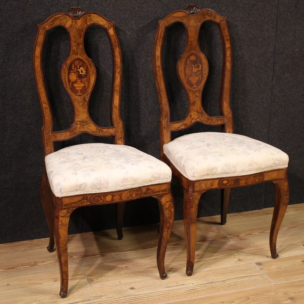 Pair of inlaid chairs, mid-20th century 2