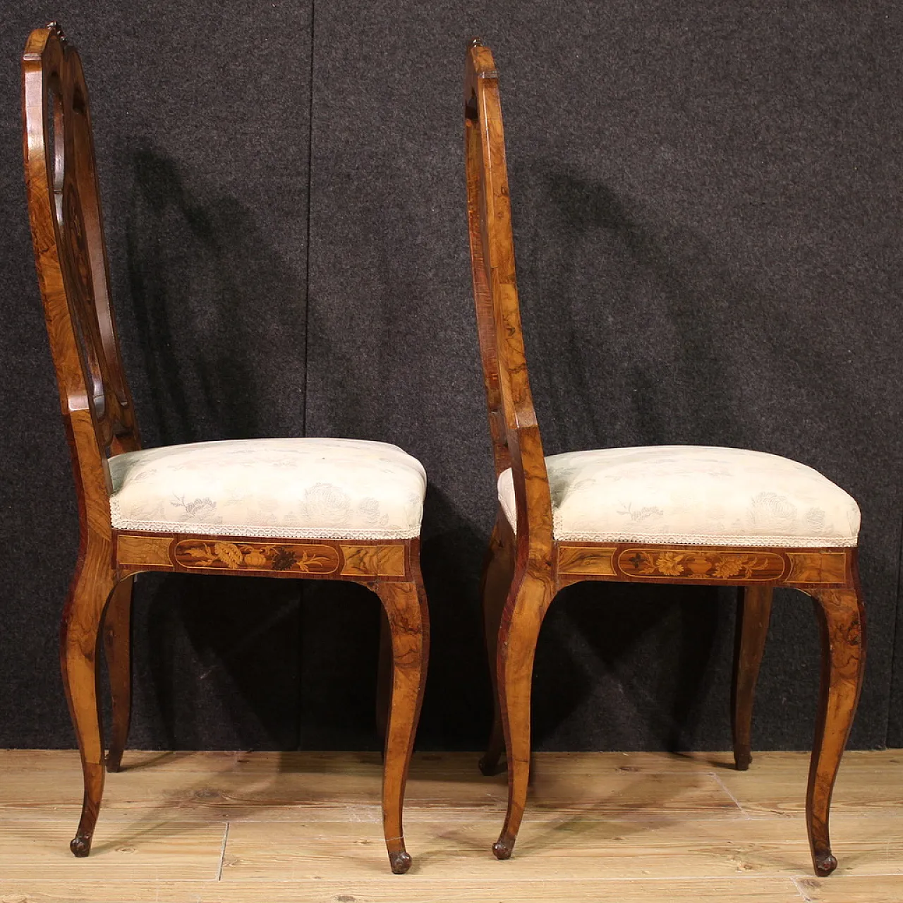 Pair of inlaid chairs, mid-20th century 3