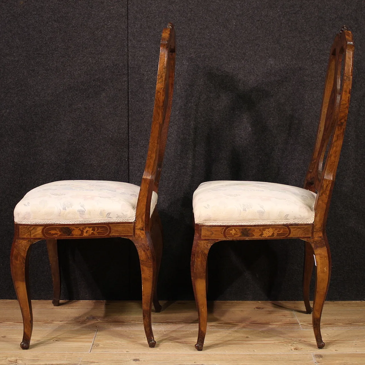 Pair of inlaid chairs, mid-20th century 5