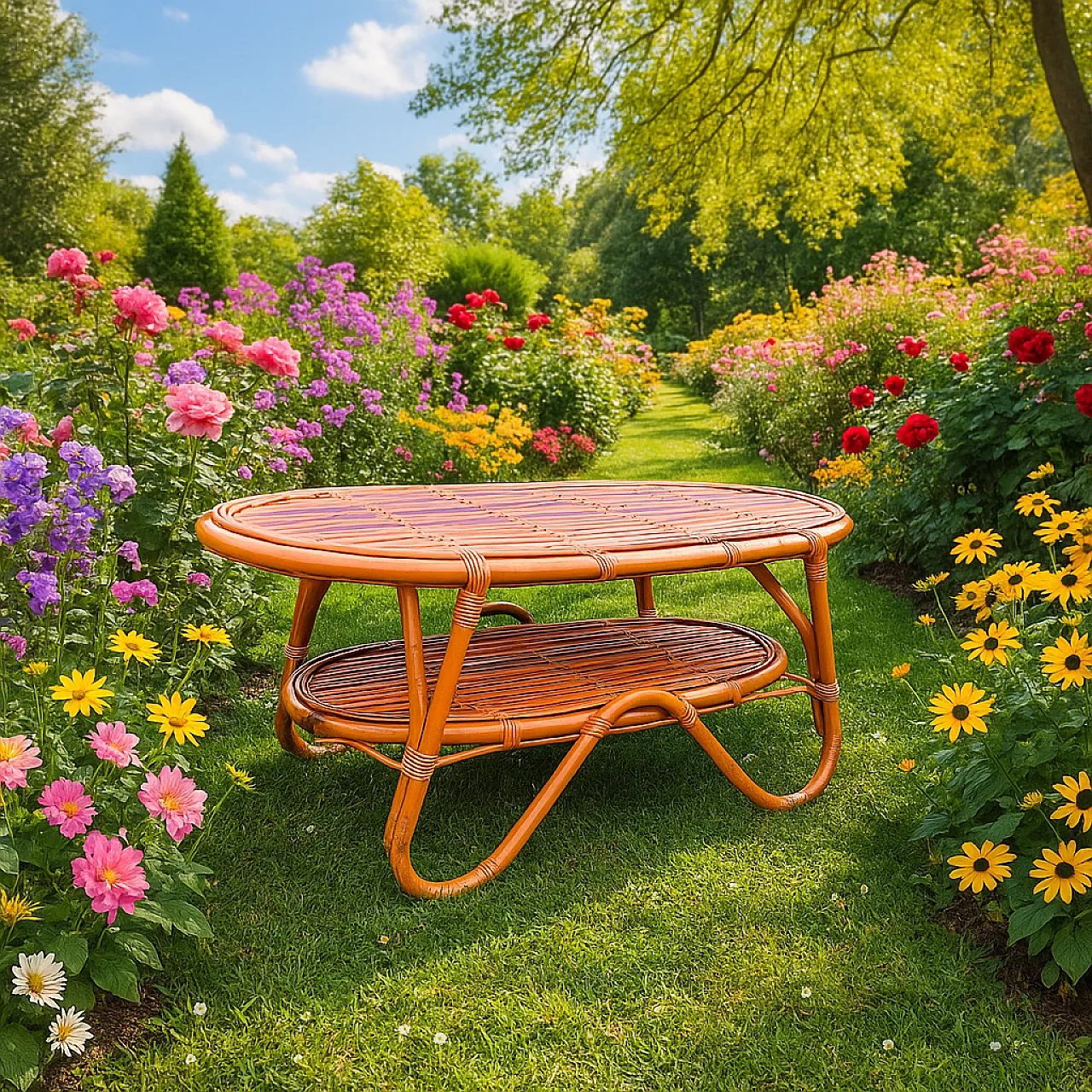 Tavolino in bambù di Tito Agnoli per Bonacina, 1960 11