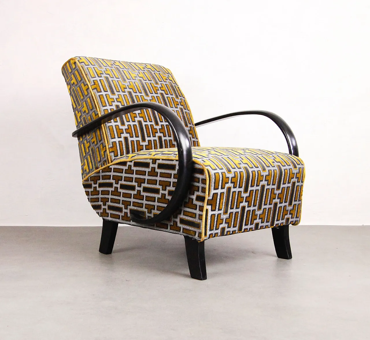 Armchair "Gold Tetris" by Jindrich Halabala, 40s 11