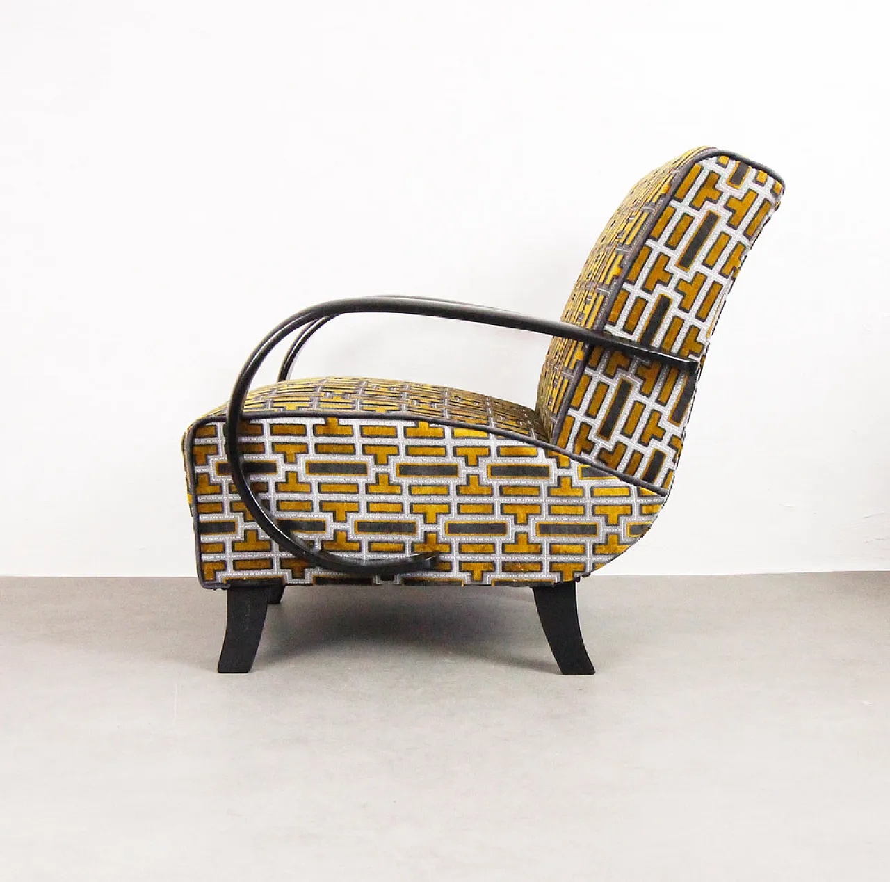 Armchair "Gold Tetris" by Jindrich Halabala, 40s 14