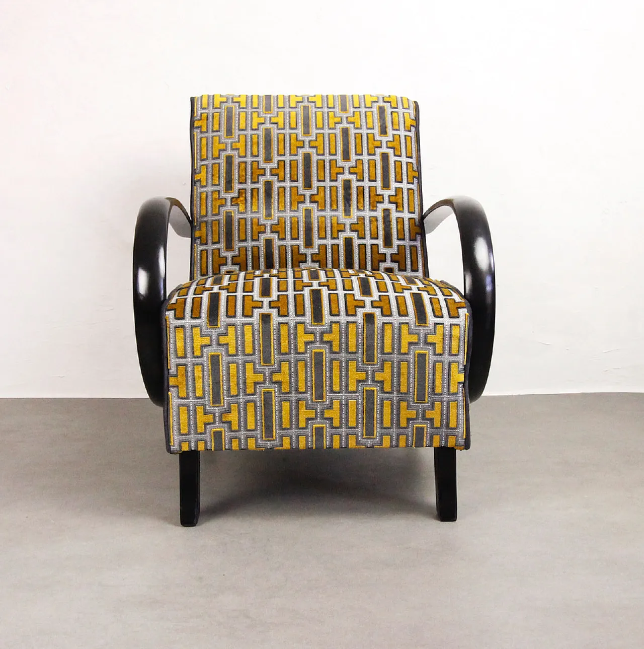 Armchair "Gold Tetris" by Jindrich Halabala, 40s 15