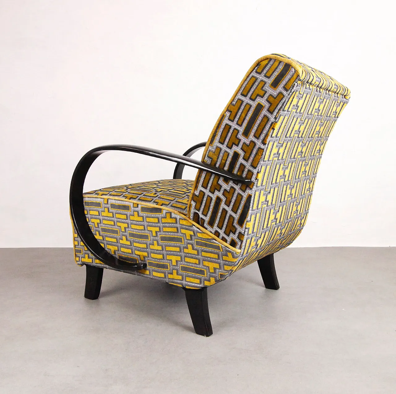 Armchair "Gold Tetris" by Jindrich Halabala, 40s 17