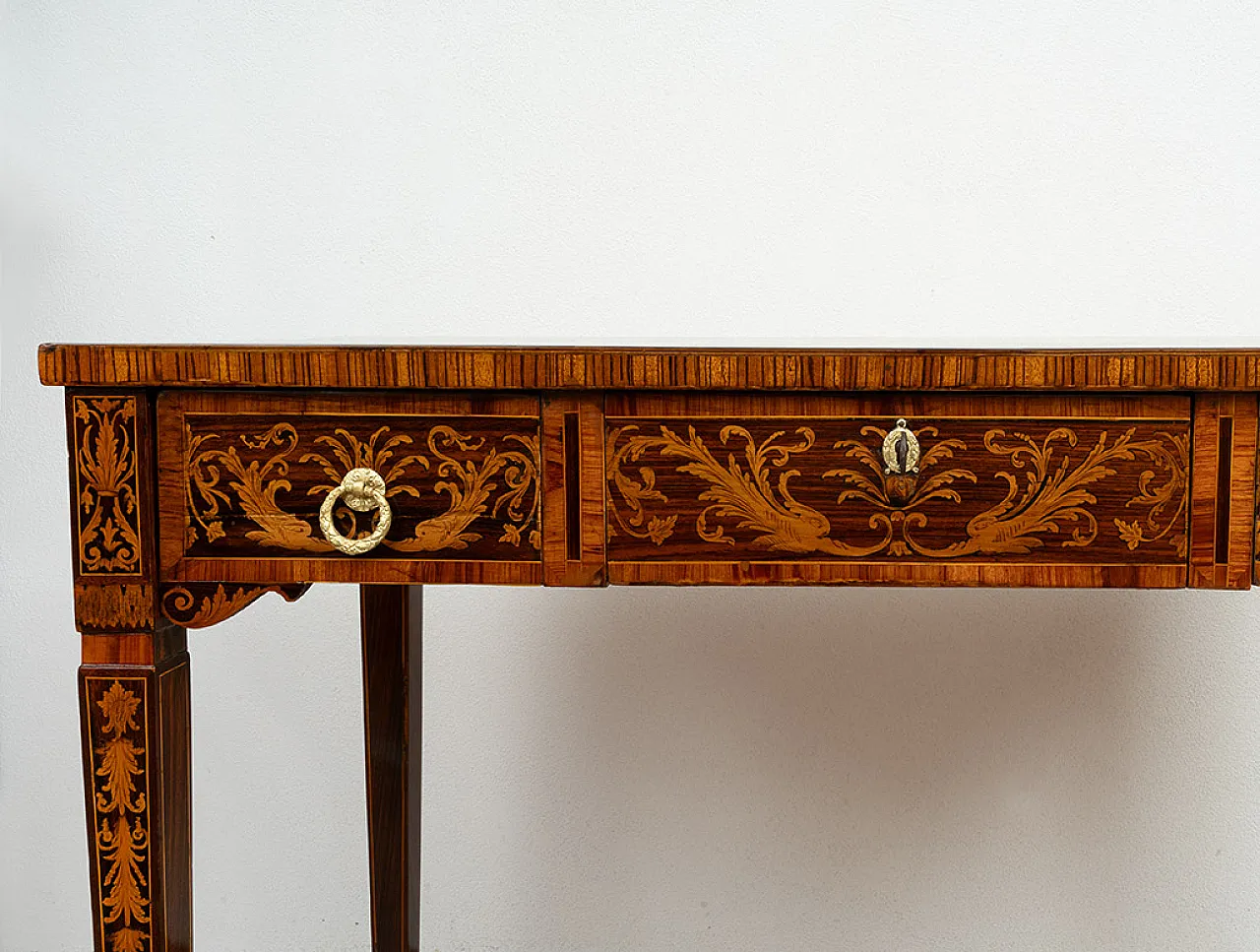 Desk with antique Louis XVI chair in exotic woods, 18th century 4