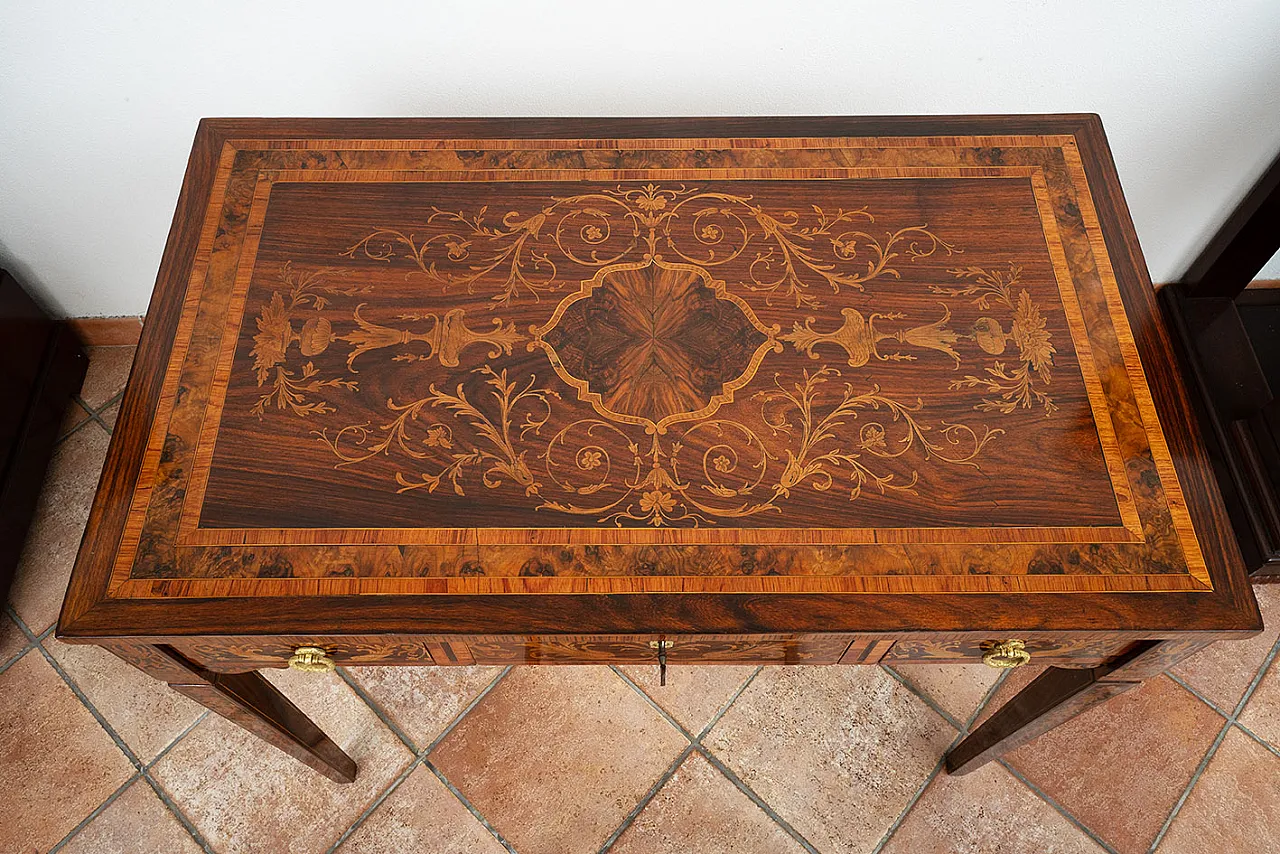 Desk with antique Louis XVI chair in exotic woods, 18th century 5