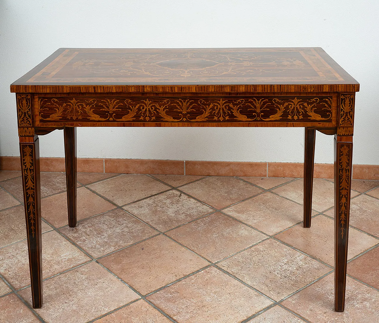 Desk with antique Louis XVI chair in exotic woods, 18th century 9
