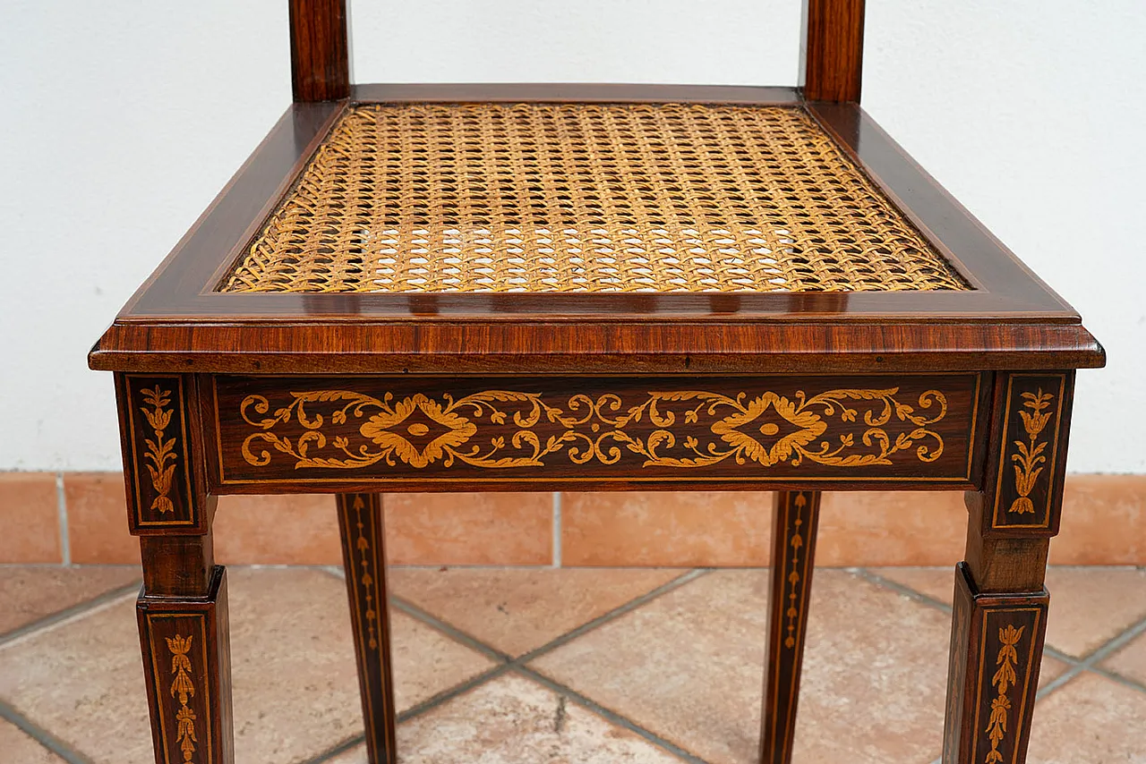 Sedia Luigi XVI in legni pregiati, '700 3