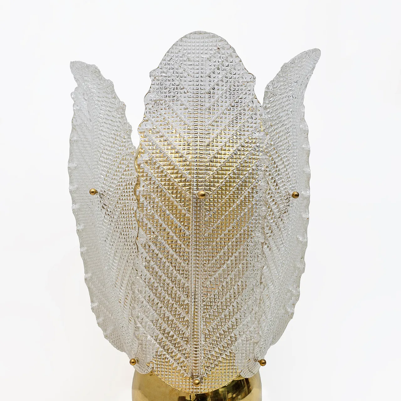 Lampada da tavolo in ottone e vetro di Murano di Mazzega, anni '70 4