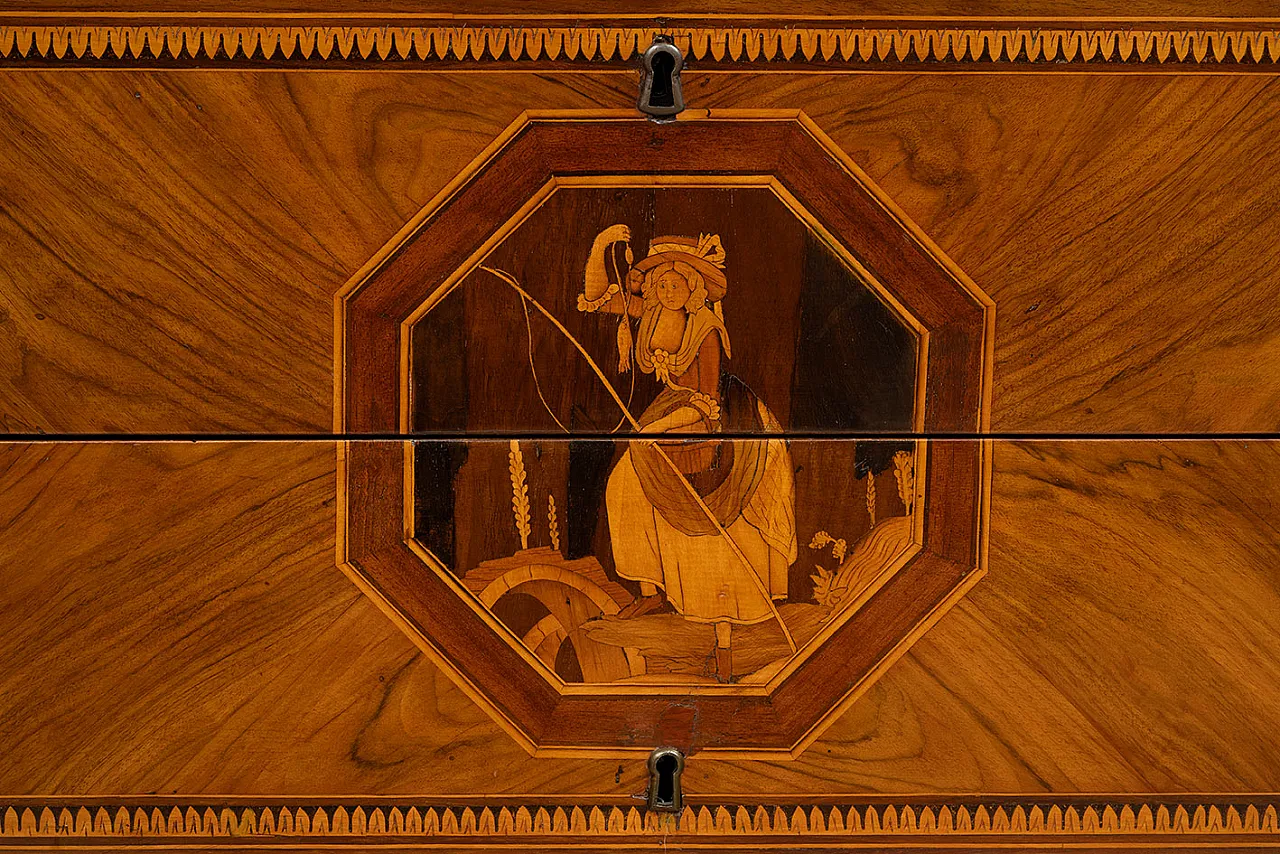 Chest of drawers Louis XVI in fine woods belonging, 18th century 2