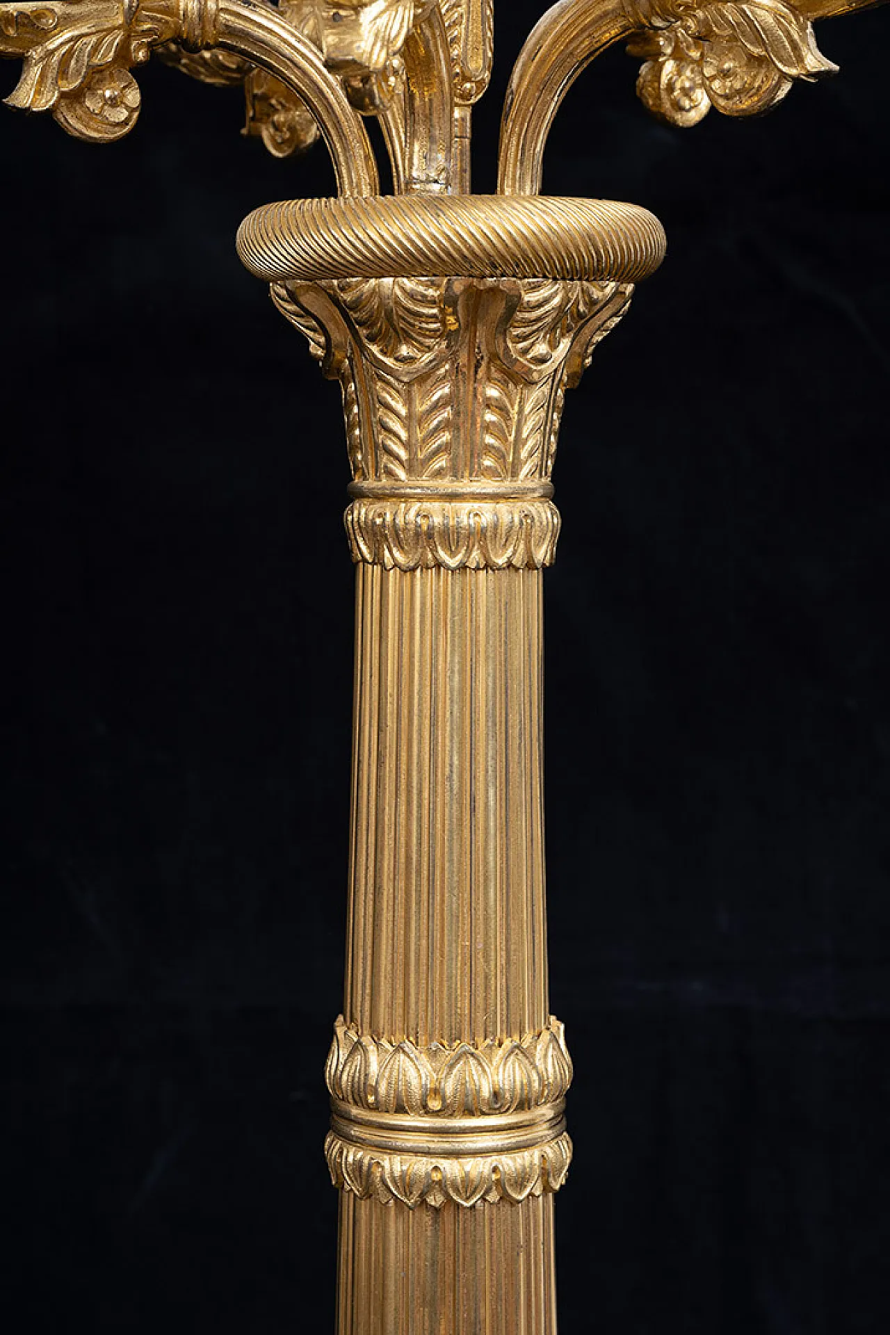 Pair of antique candelabra Charles X with six flames in golden bronze app 2