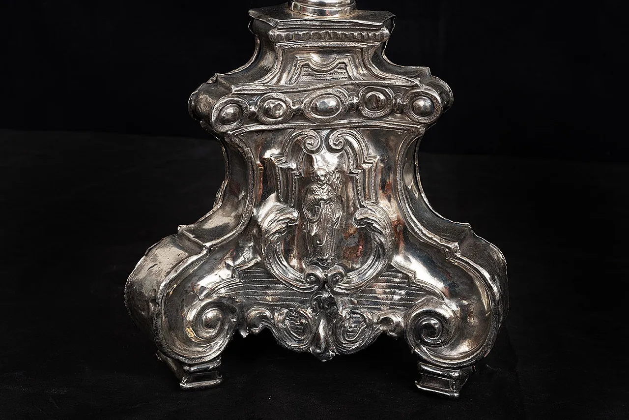 Silver-plated bronze candelabrum, late 18th century 2