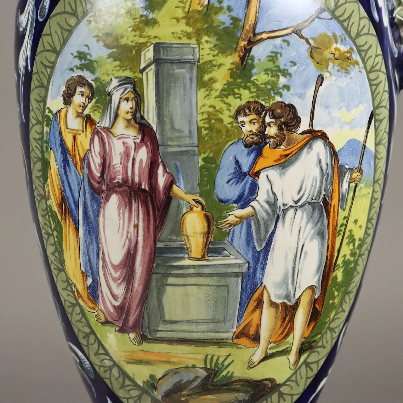 Pair of Neo-Renaissance glazed terracotta amphorae, 19th century 5