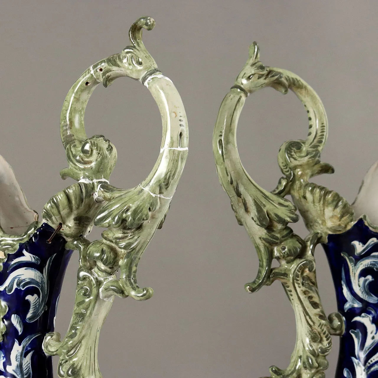 Pair of Neo-Renaissance glazed terracotta amphorae, 19th century 7