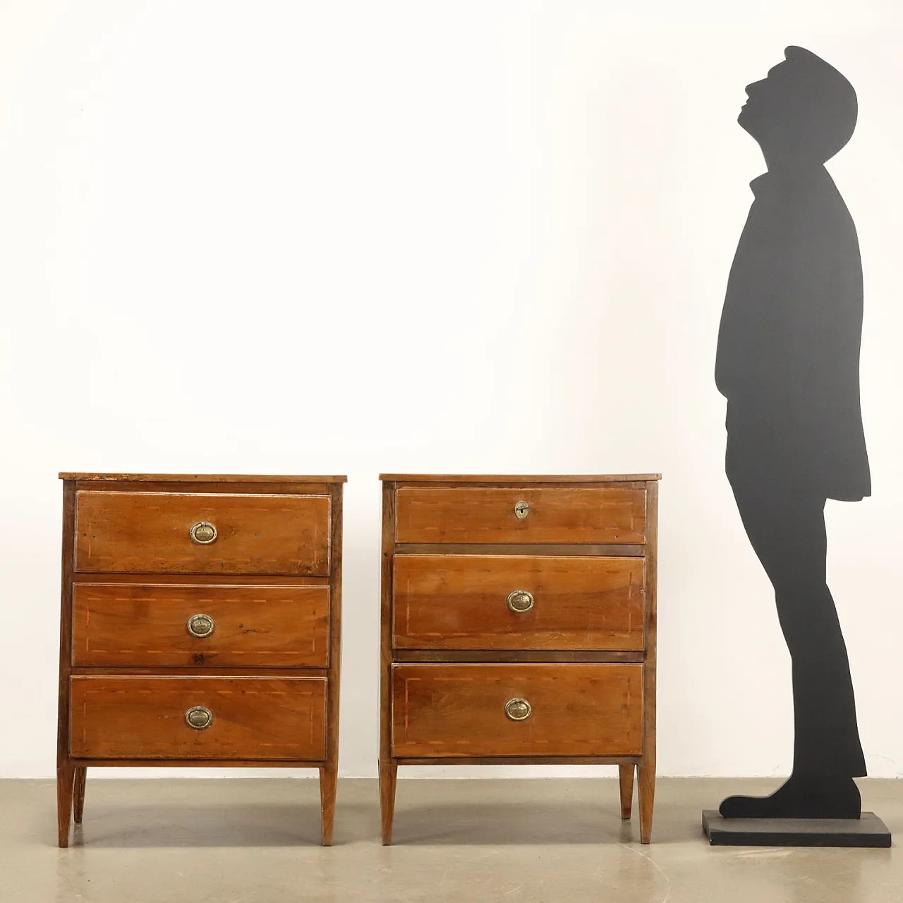 Coppia di comodini Neoclassici a tre cassetti, '800 2