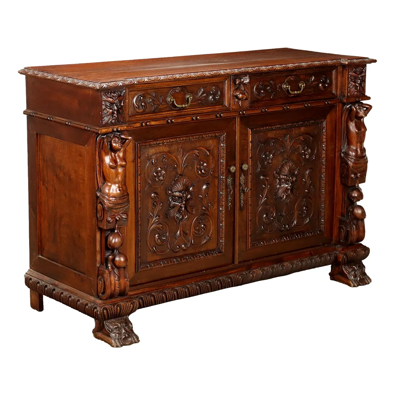 Neo-Renaissance walnut sideboard with carvings, late 19th century 1