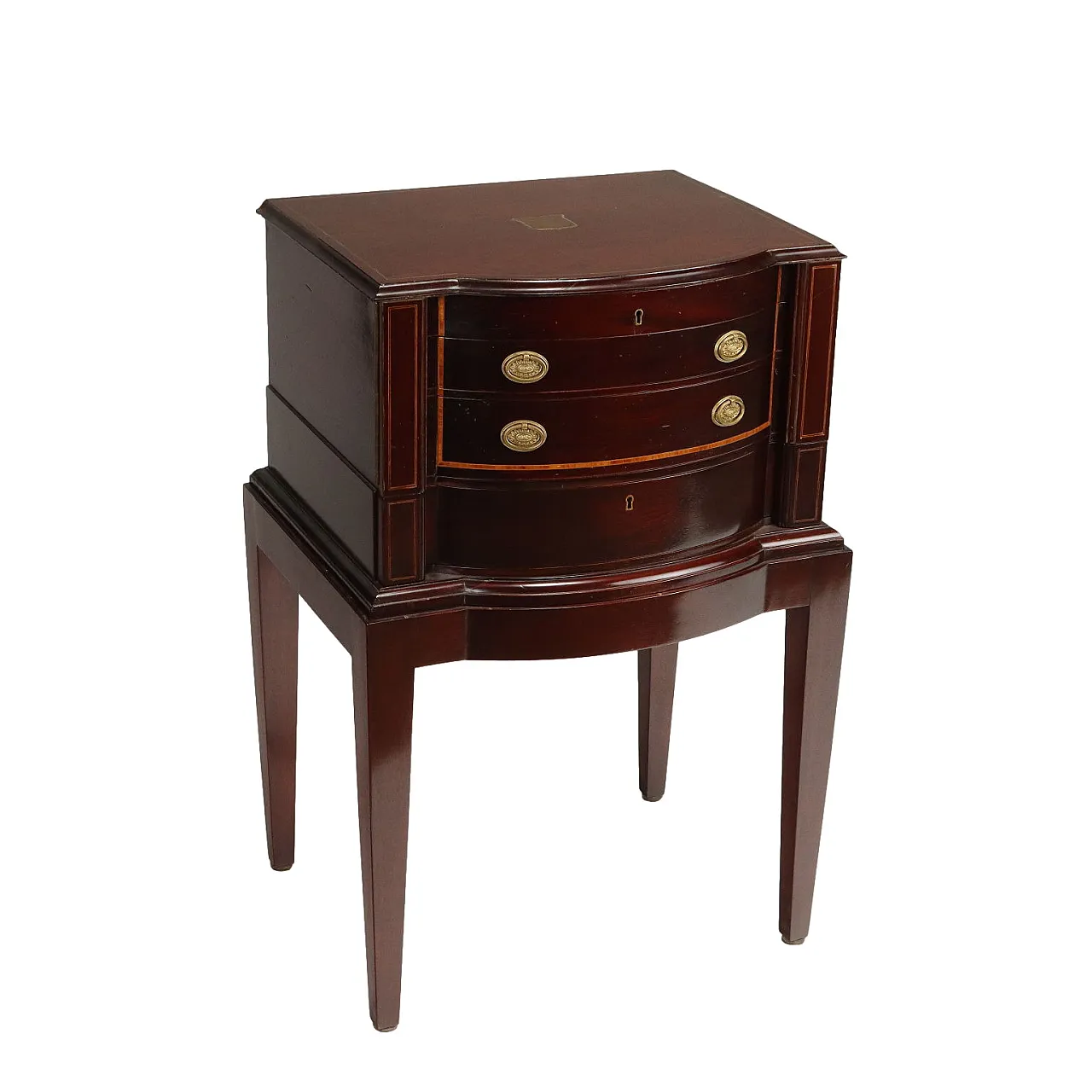 Servizio di posate in argento con mobiletto in mogano, '800 1