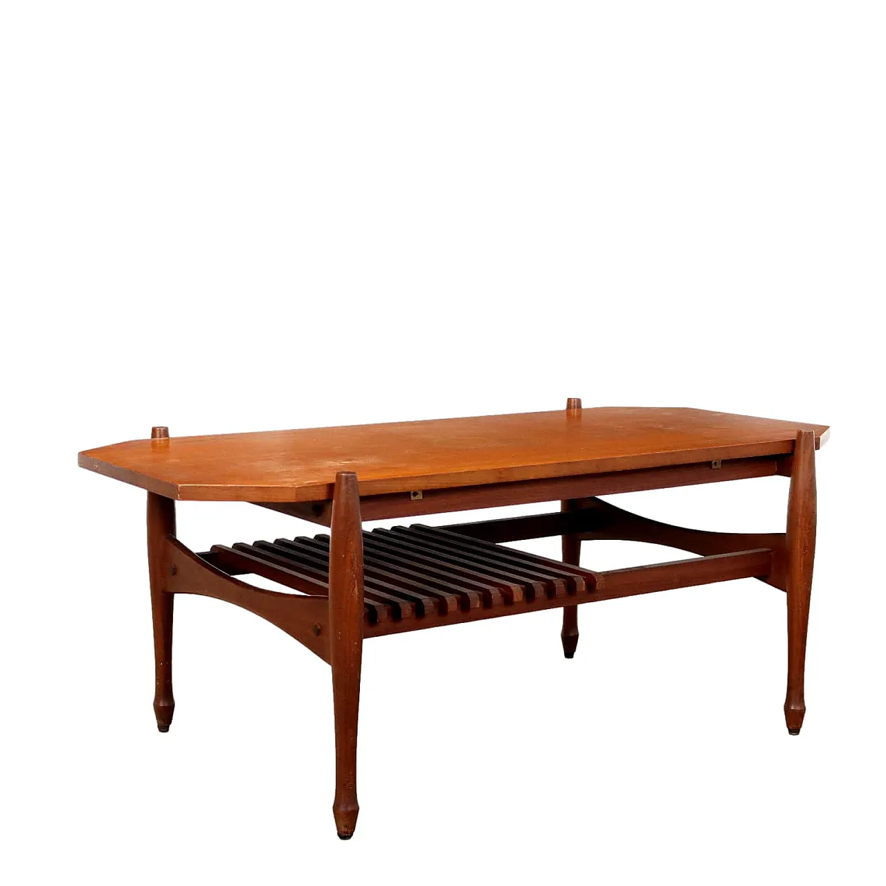 Tavolino in teak impiallacciato, anni '60 1