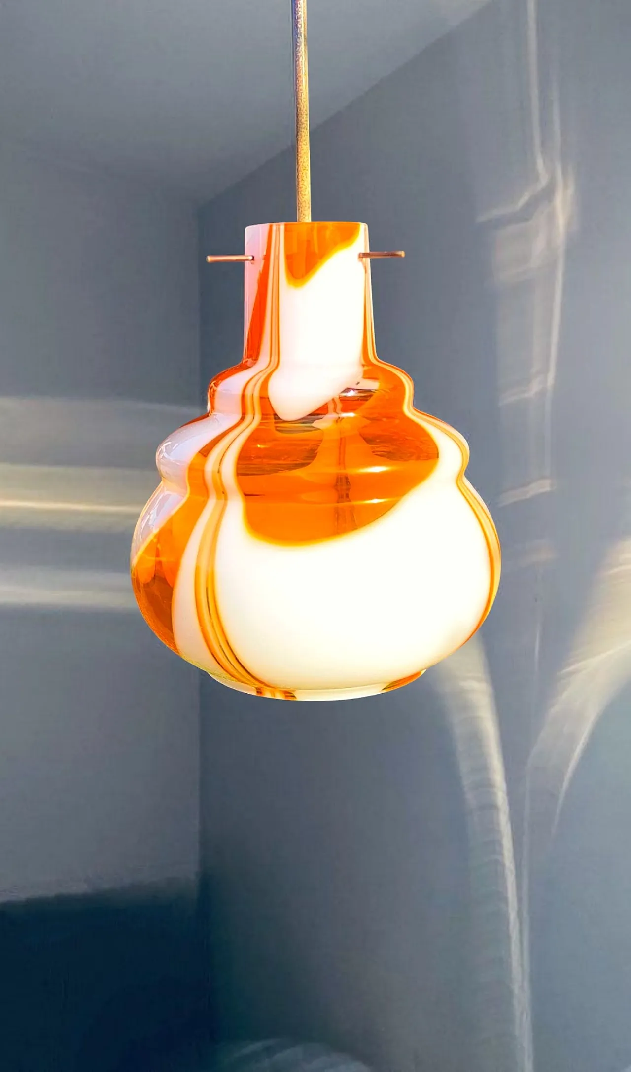 Suspension lamp in burned Murano glass, 1970s 2