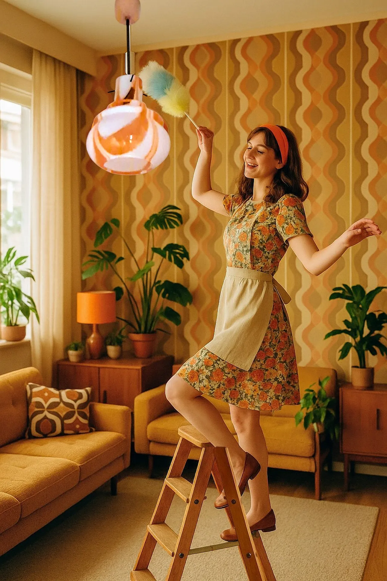 Suspension lamp in burned Murano glass, 1970s 4