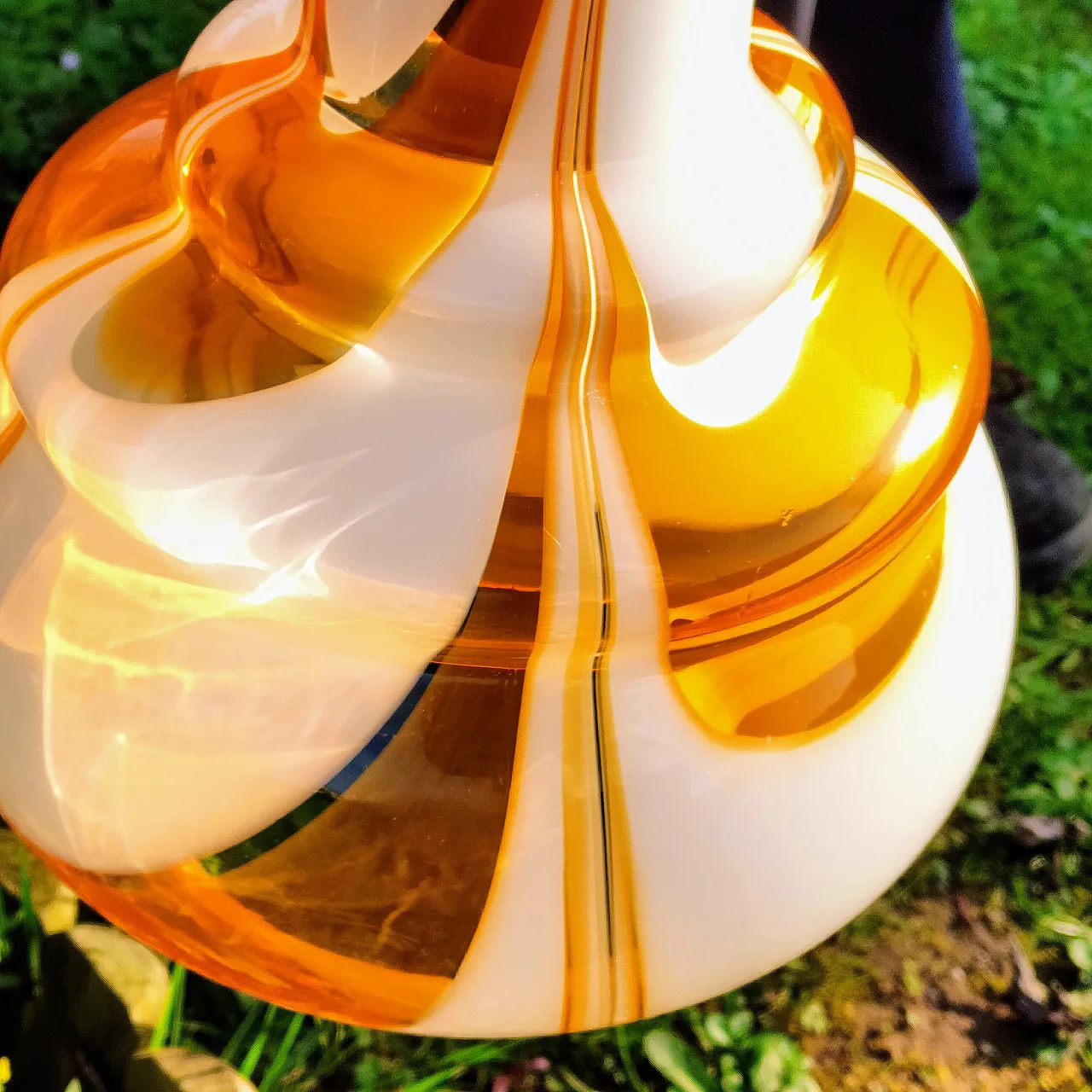 Suspension lamp in burned Murano glass, 1970s 5