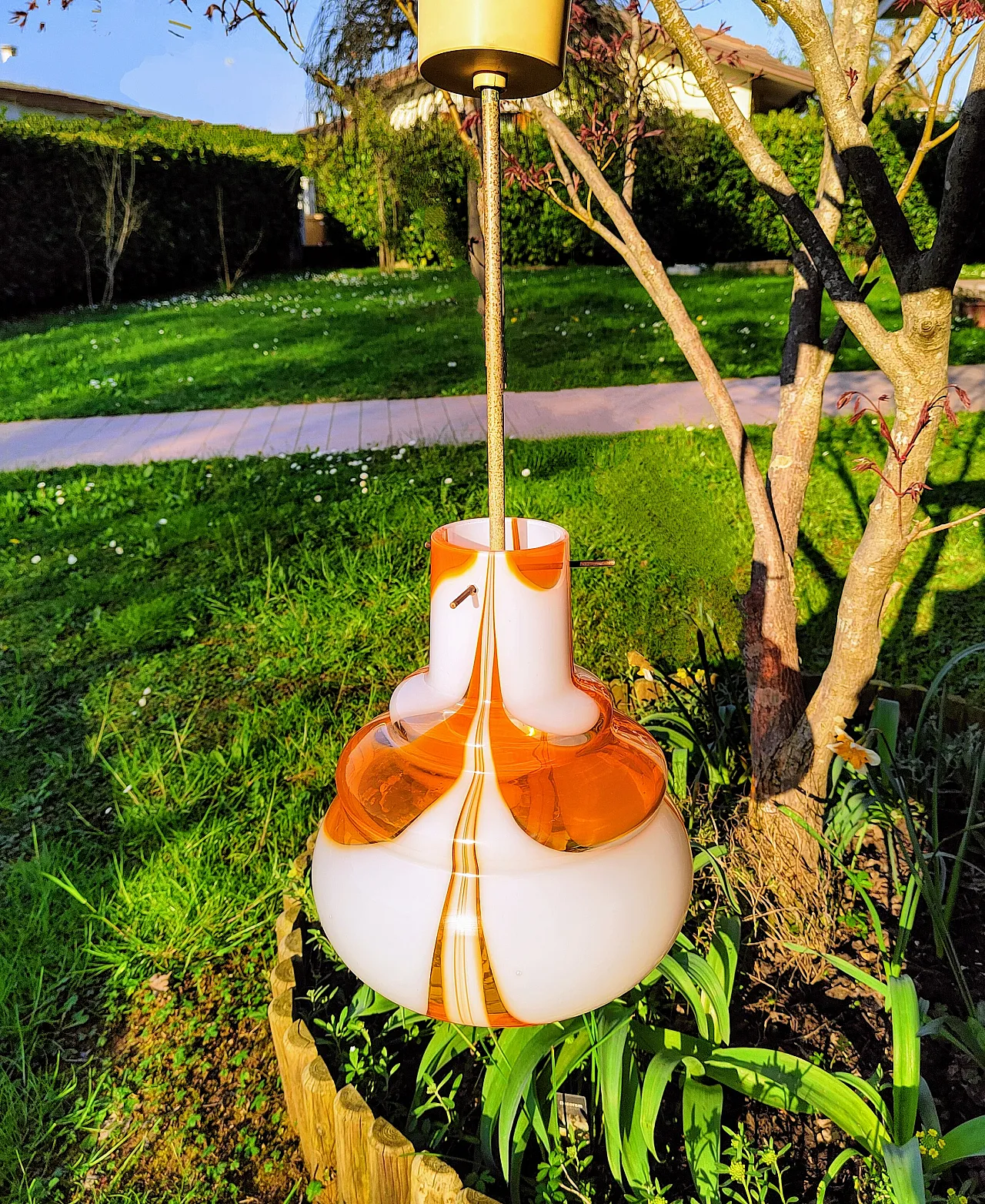 Suspension lamp in burned Murano glass, 1970s 8