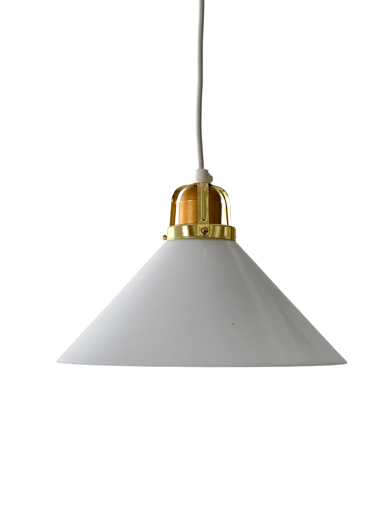 Lampada a sospensione scandinava in vetro e ottone, anni ’50 6