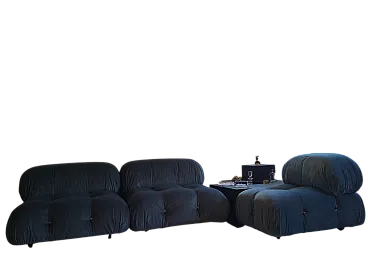 3 poltrone Camaleonda di M. Bellini, blu, anni '70