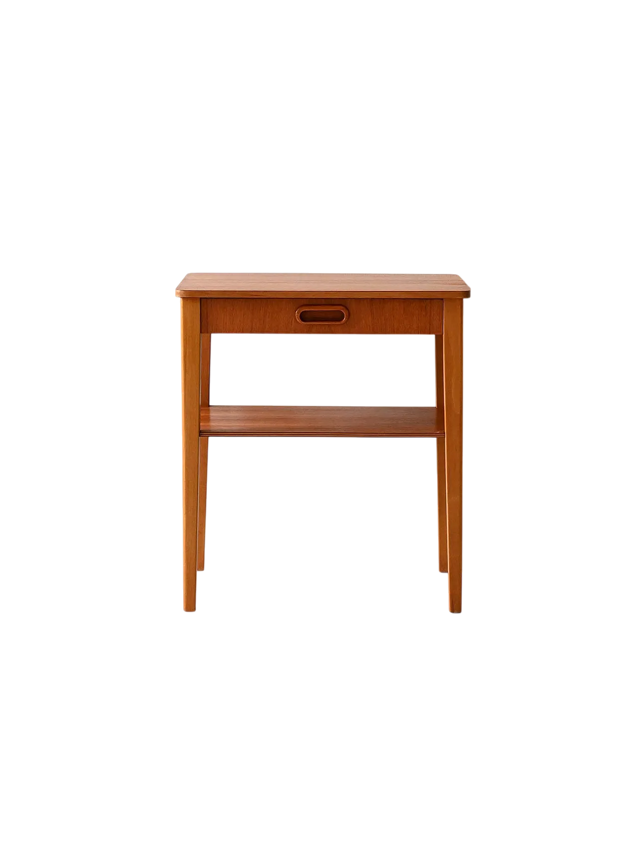 Comodino scandinavo in teak con mensola, anni '60 10