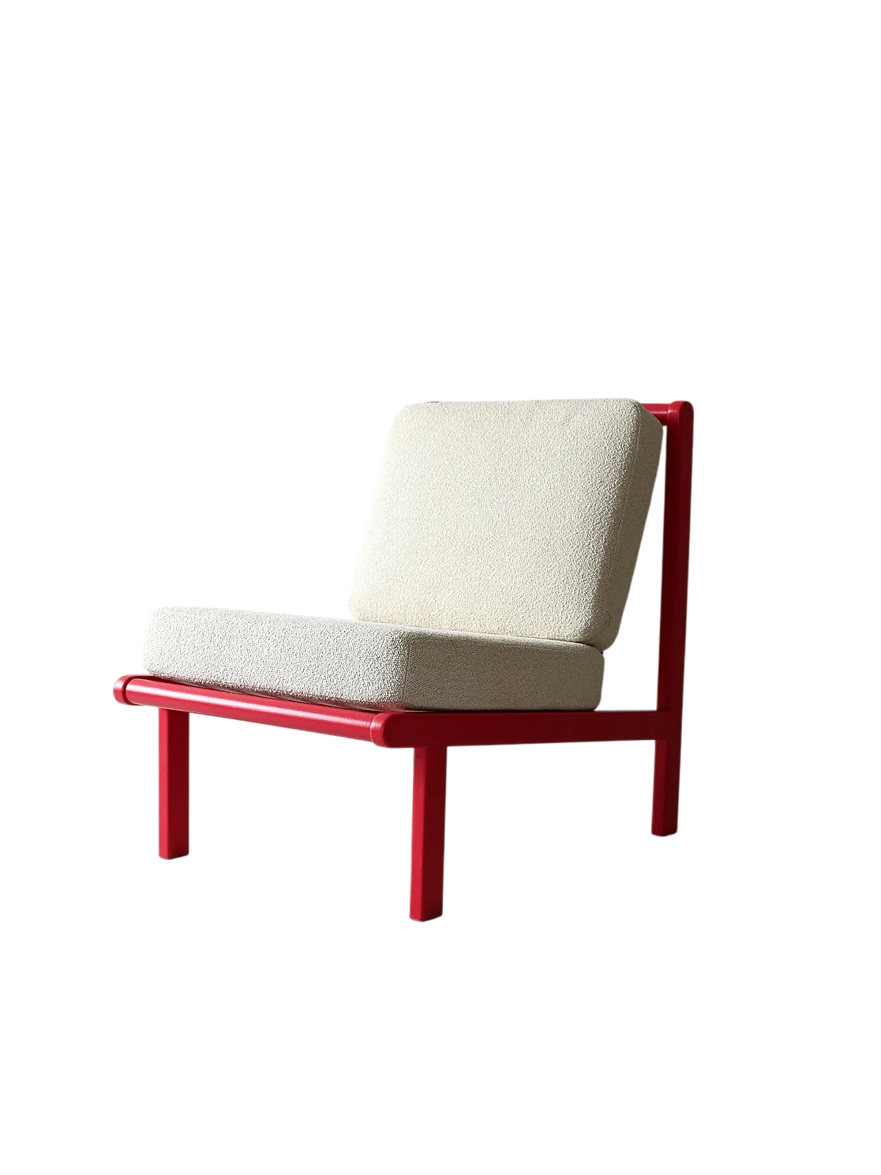 Poltrona scandinava rosso ciliegia, anni '70 6