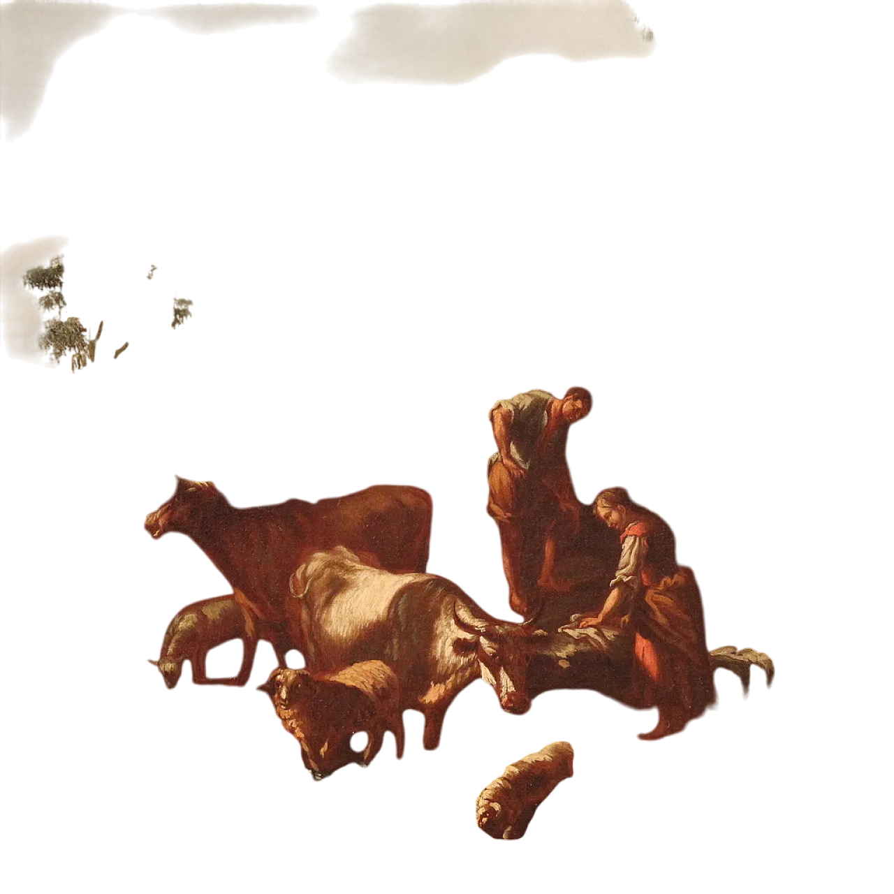 Paesaggio con scena pastorale, olio su tela, scuola romana, '600 16