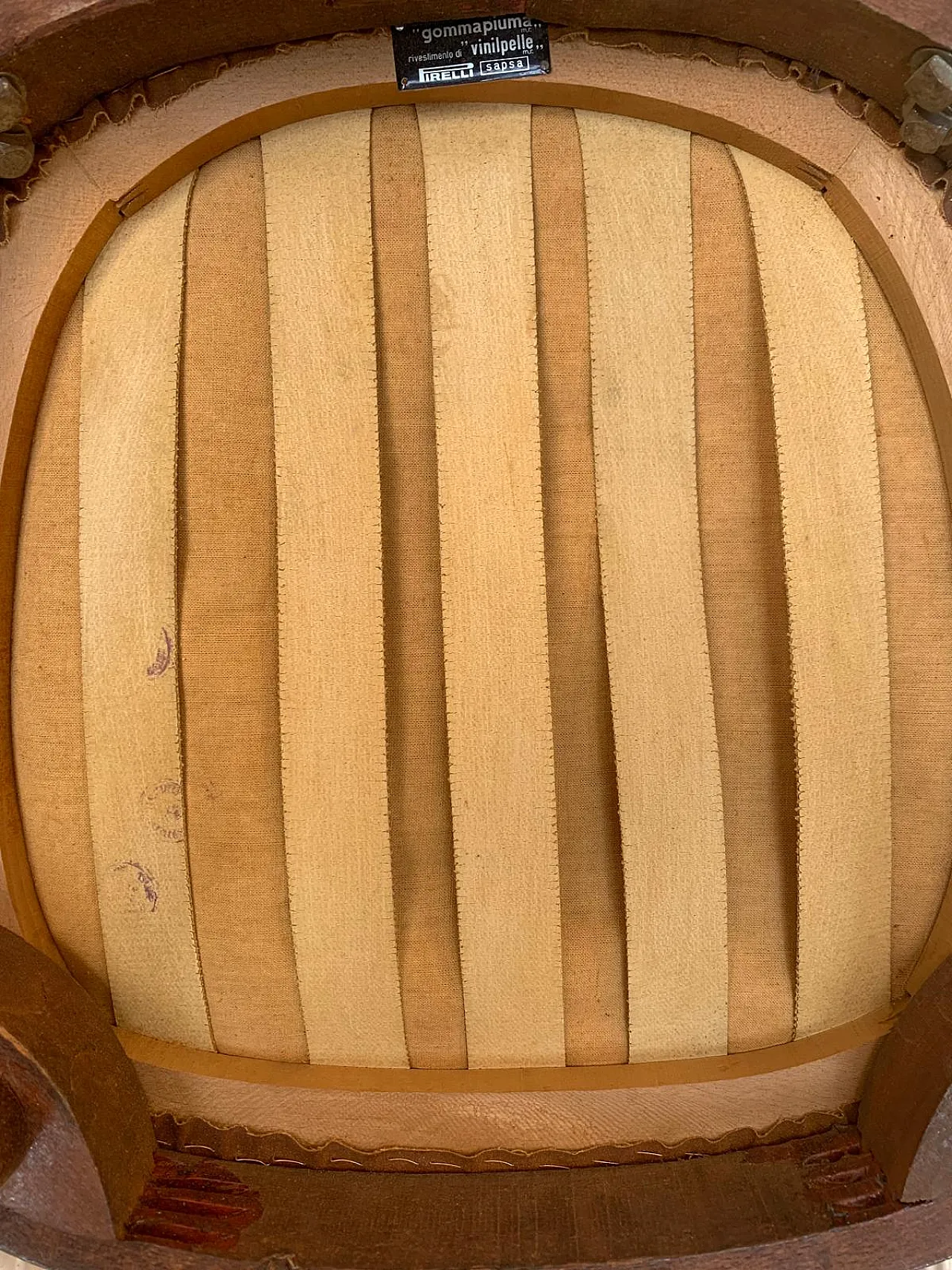 6 Sedie da pranzo con seduta in similpelle di Pirelli Sapsa, anni '50 1202921