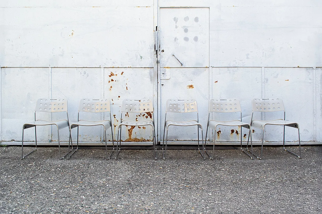 6 Sedie Omstak di Rodney Kinsman per Bieffeplast, anni '70 1