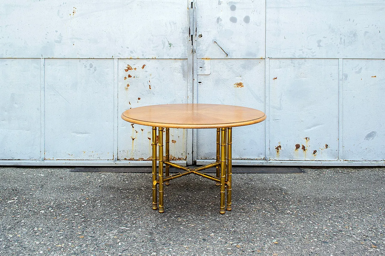 Structure in worked brass and wooden top, 1970s 1