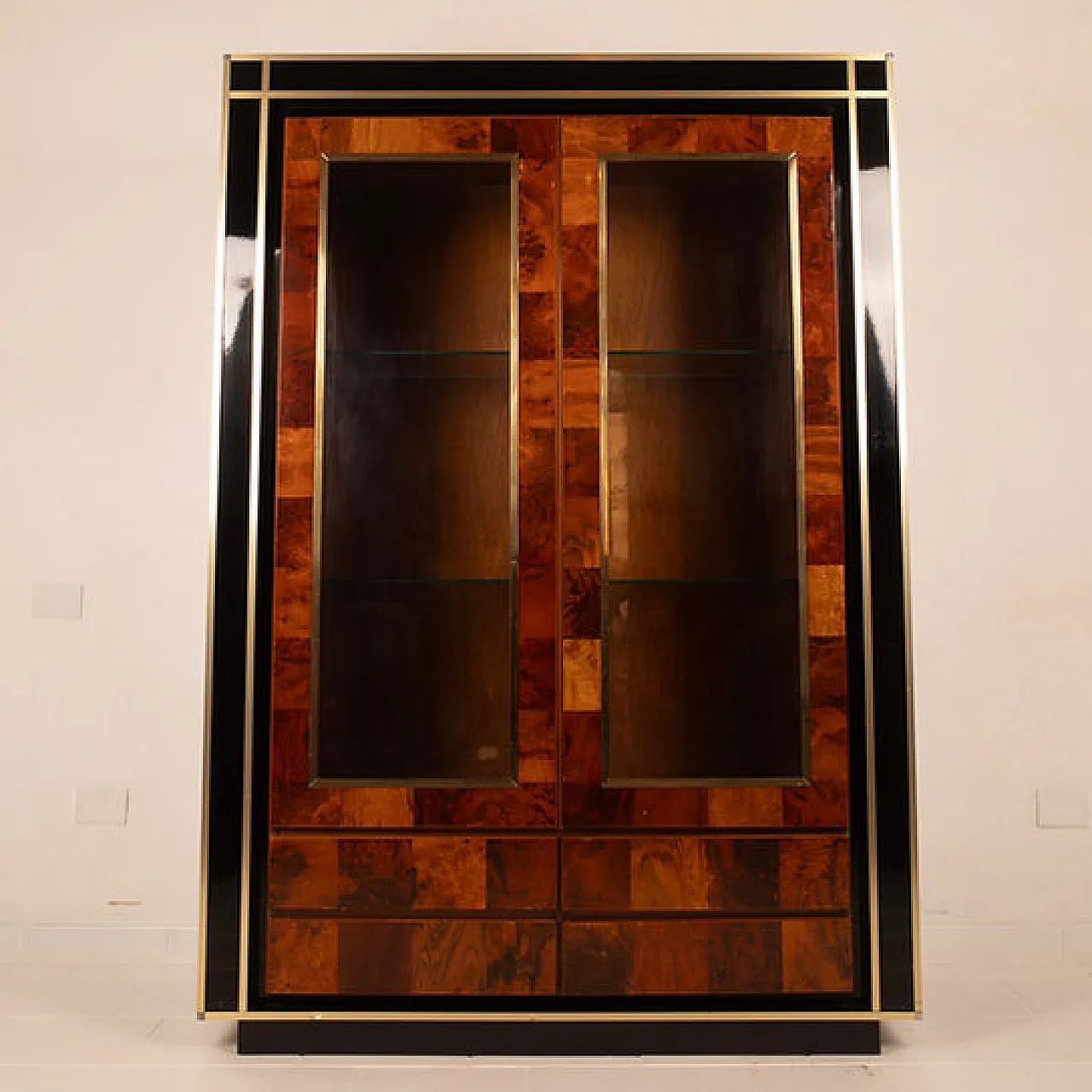 Vetrina in radica di sequoia di Willy Rizzo per Mario Sabot, anni '70 15