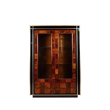 Vetrina in radica di sequoia di Willy Rizzo per Mario Sabot, anni '70